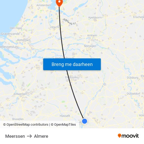 Meerssen to Almere map