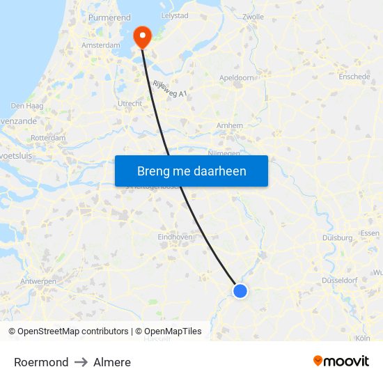 Roermond to Almere map