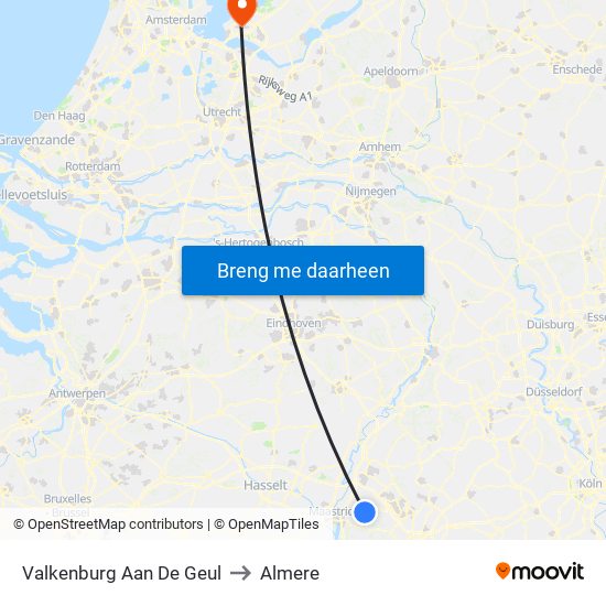 Valkenburg Aan De Geul to Almere map