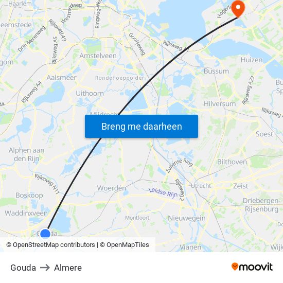 Gouda to Almere map