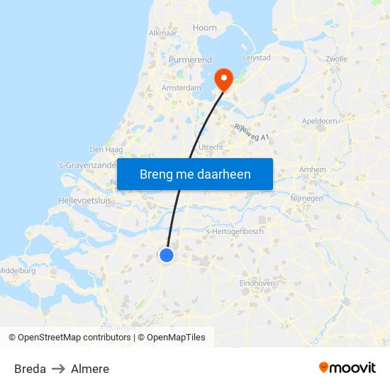 Breda to Almere map