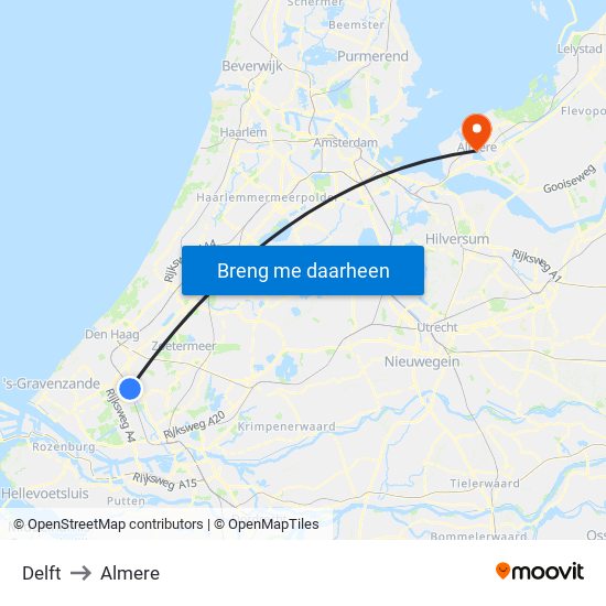 Delft to Almere map