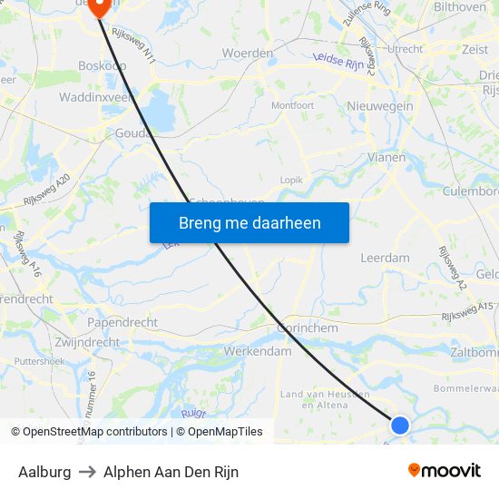 Aalburg to Alphen Aan Den Rijn map