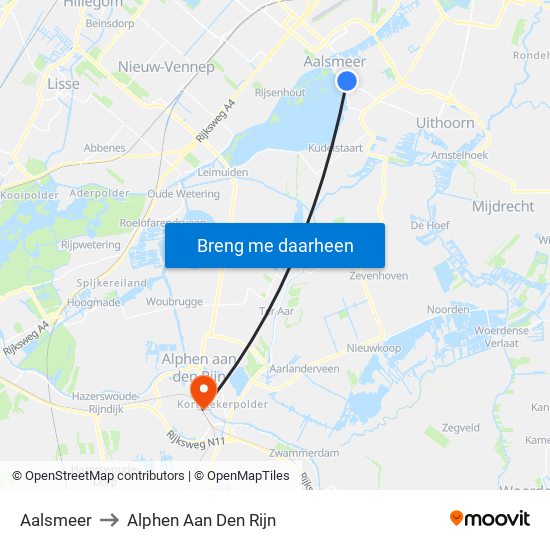 Aalsmeer to Alphen Aan Den Rijn map