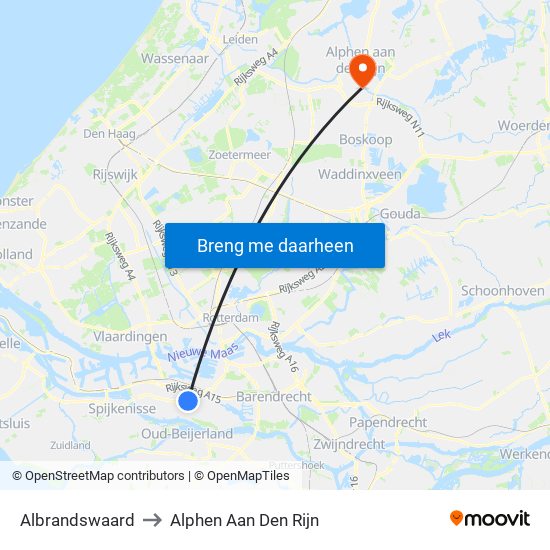 Albrandswaard to Alphen Aan Den Rijn map