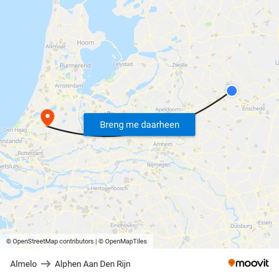 Almelo to Alphen Aan Den Rijn map