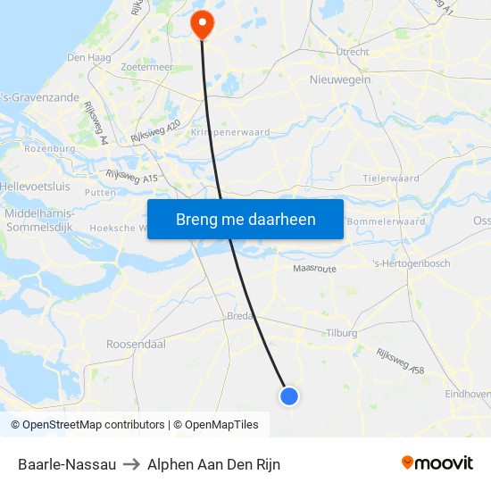 Baarle-Nassau to Alphen Aan Den Rijn map