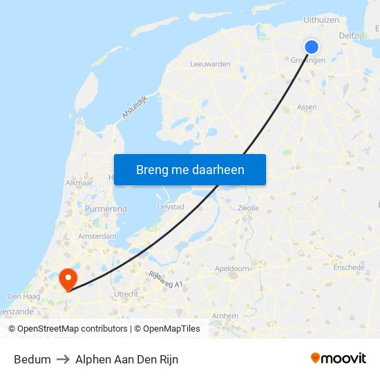 Bedum to Alphen Aan Den Rijn map