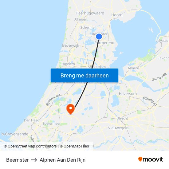 Beemster to Alphen Aan Den Rijn map