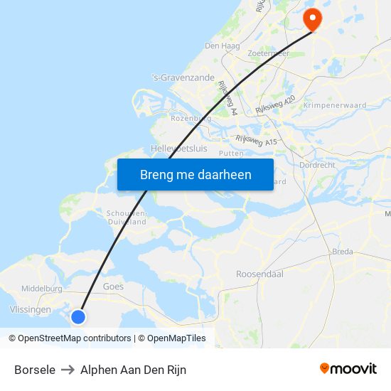 Borsele to Alphen Aan Den Rijn map
