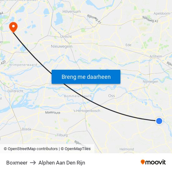 Boxmeer to Alphen Aan Den Rijn map