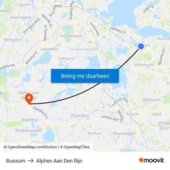 Bussum to Alphen Aan Den Rijn map