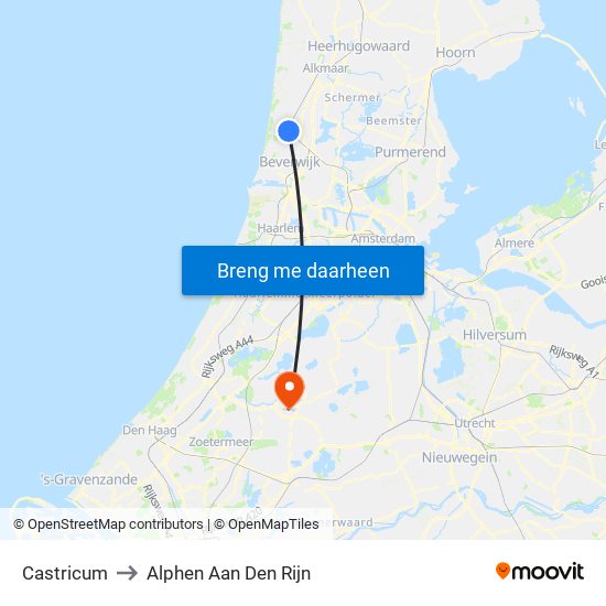 Castricum to Alphen Aan Den Rijn map