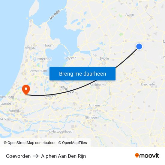 Coevorden to Alphen Aan Den Rijn map