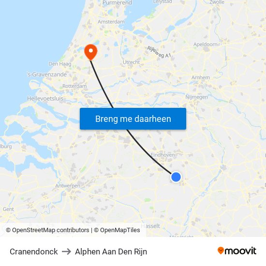 Cranendonck to Alphen Aan Den Rijn map