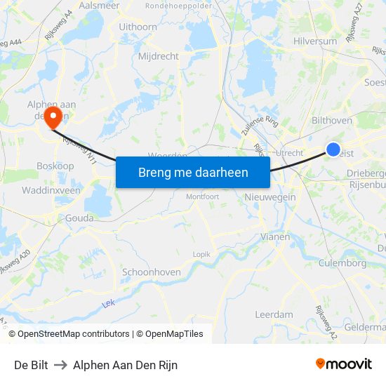 De Bilt to Alphen Aan Den Rijn map