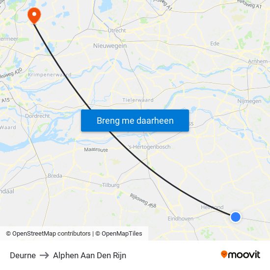 Deurne to Alphen Aan Den Rijn map