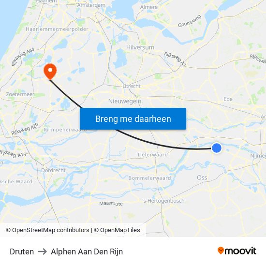 Druten to Alphen Aan Den Rijn map