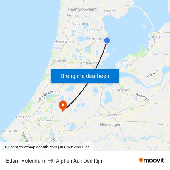 Edam-Volendam to Alphen Aan Den Rijn map
