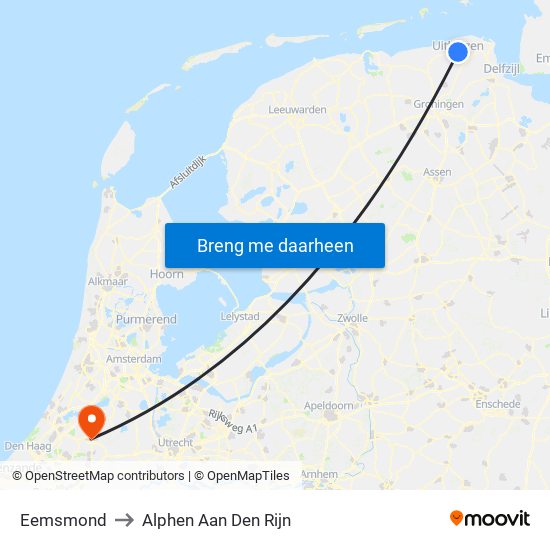 Eemsmond to Alphen Aan Den Rijn map