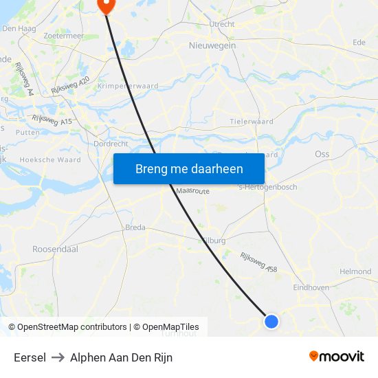 Eersel to Alphen Aan Den Rijn map