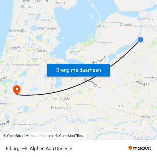 Elburg to Alphen Aan Den Rijn map