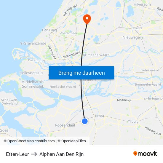 Etten-Leur to Alphen Aan Den Rijn map