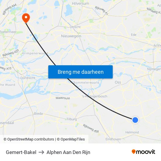 Gemert-Bakel to Alphen Aan Den Rijn map