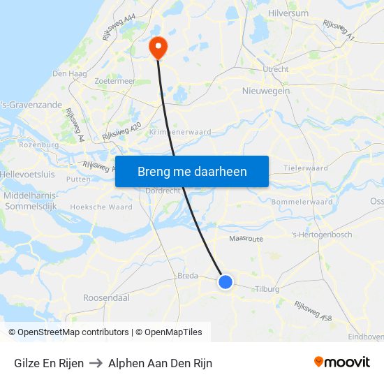 Gilze En Rijen to Alphen Aan Den Rijn map