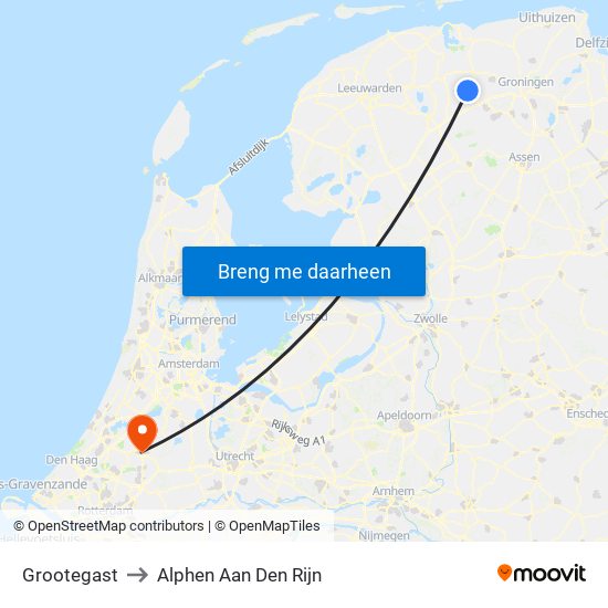 Grootegast to Alphen Aan Den Rijn map