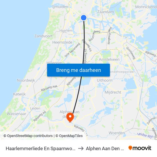Haarlemmerliede En Spaarnwoude to Alphen Aan Den Rijn map