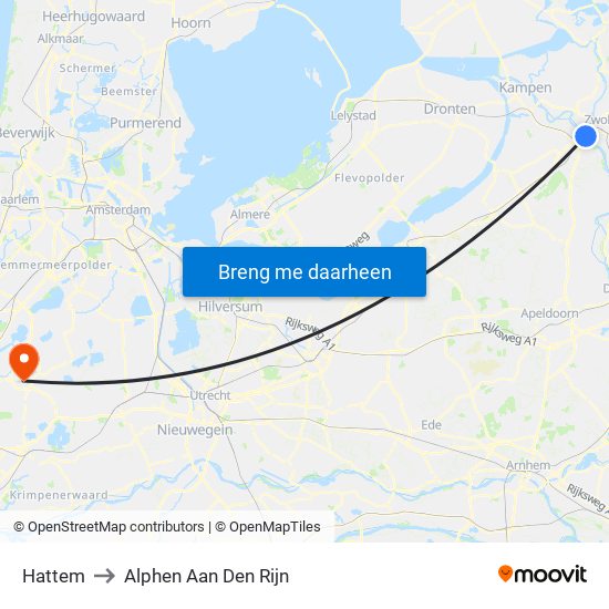 Hattem to Alphen Aan Den Rijn map