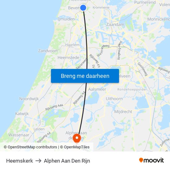 Heemskerk to Alphen Aan Den Rijn map