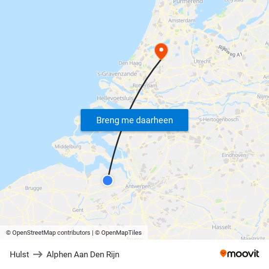 Hulst to Alphen Aan Den Rijn map