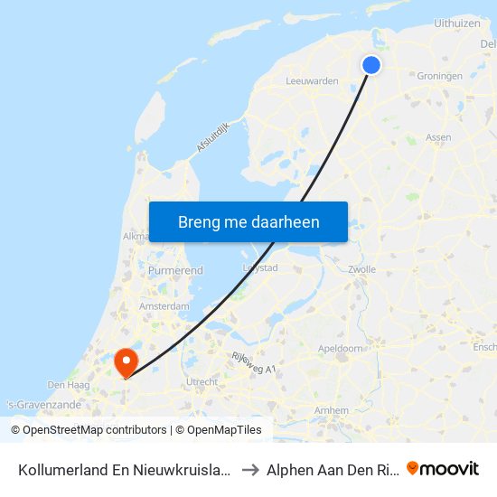 Kollumerland En Nieuwkruisland to Alphen Aan Den Rijn map