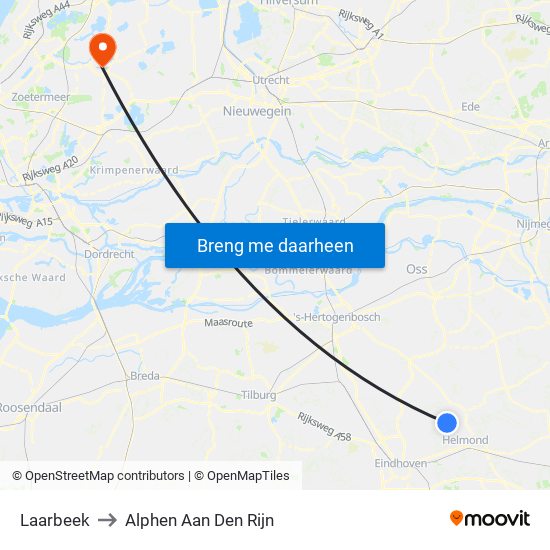 Laarbeek to Alphen Aan Den Rijn map