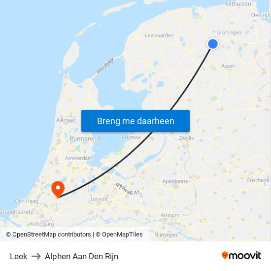 Leek to Alphen Aan Den Rijn map