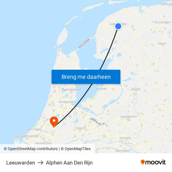 Leeuwarden to Alphen Aan Den Rijn map