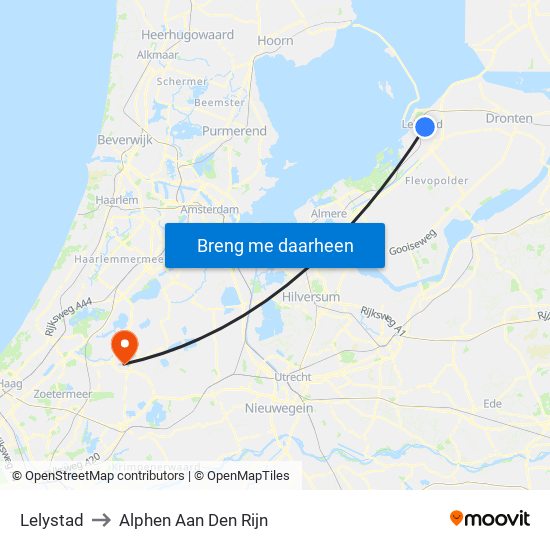 Lelystad to Alphen Aan Den Rijn map