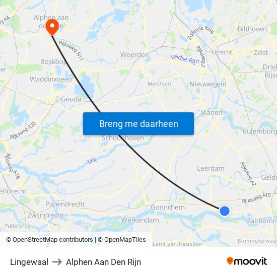 Lingewaal to Alphen Aan Den Rijn map