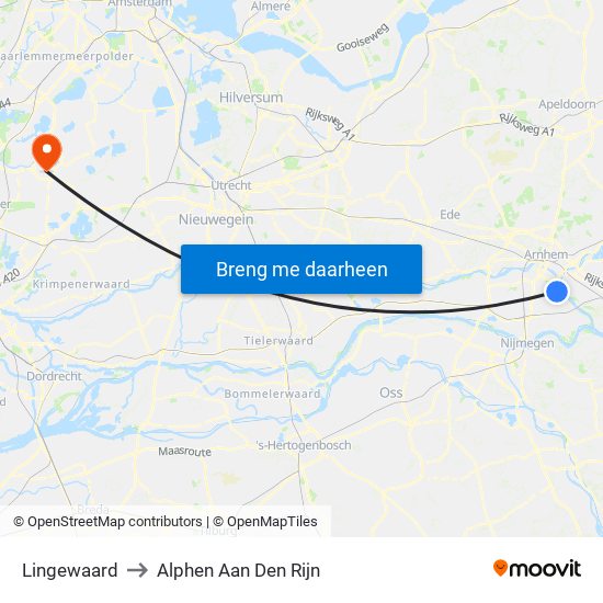 Lingewaard to Alphen Aan Den Rijn map