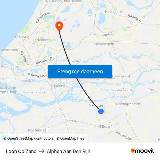 Loon Op Zand to Alphen Aan Den Rijn map