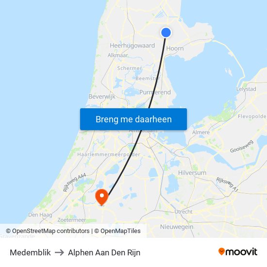 Medemblik to Alphen Aan Den Rijn map