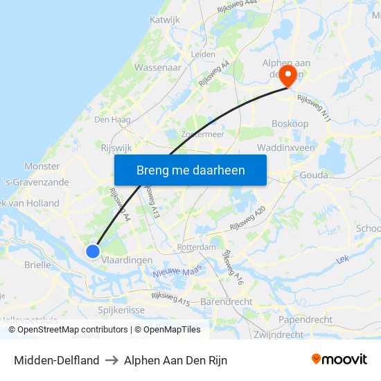 Midden-Delfland to Alphen Aan Den Rijn map