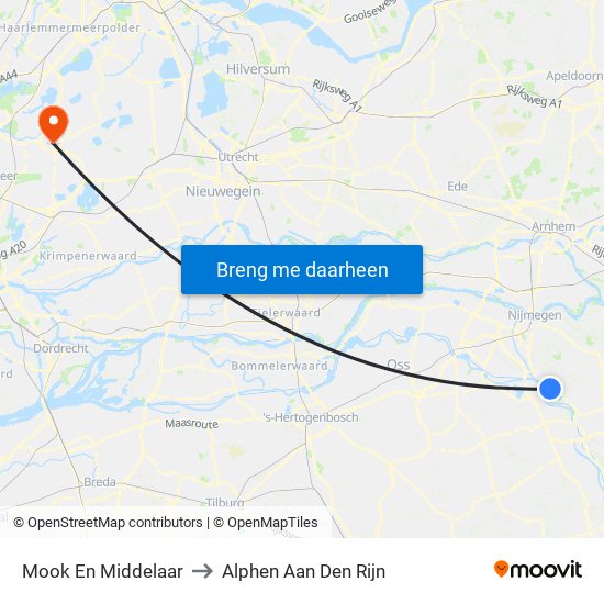 Mook En Middelaar to Alphen Aan Den Rijn map