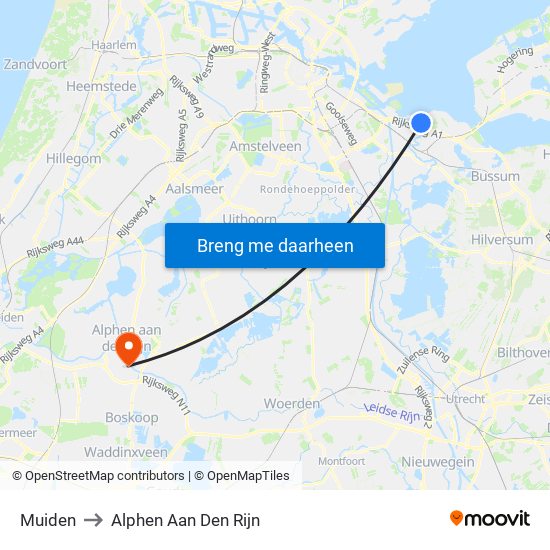 Muiden to Alphen Aan Den Rijn map