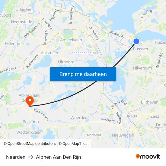 Naarden to Alphen Aan Den Rijn map