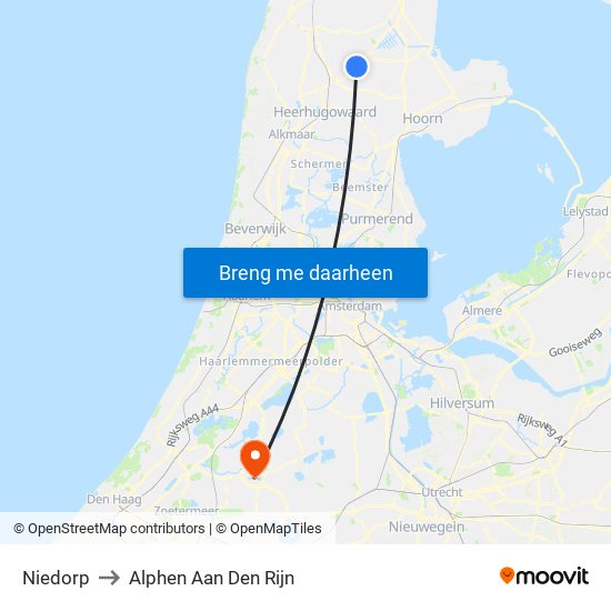 Niedorp to Alphen Aan Den Rijn map