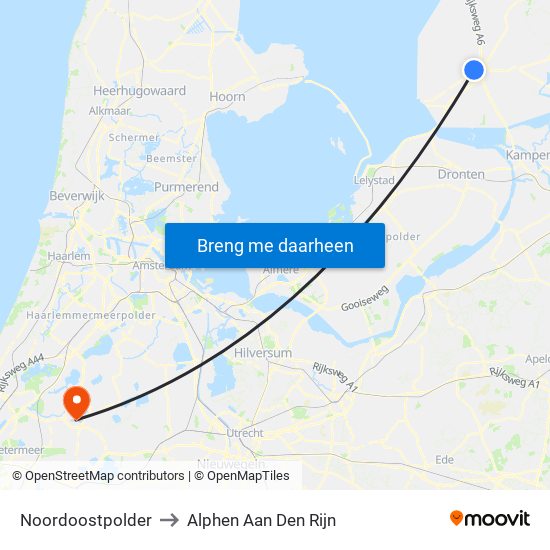 Noordoostpolder to Alphen Aan Den Rijn map