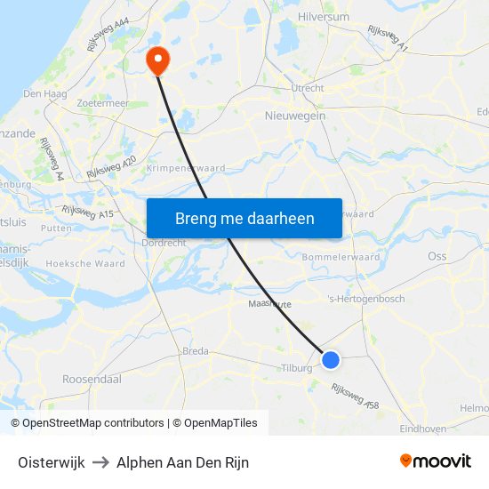 Oisterwijk to Alphen Aan Den Rijn map
